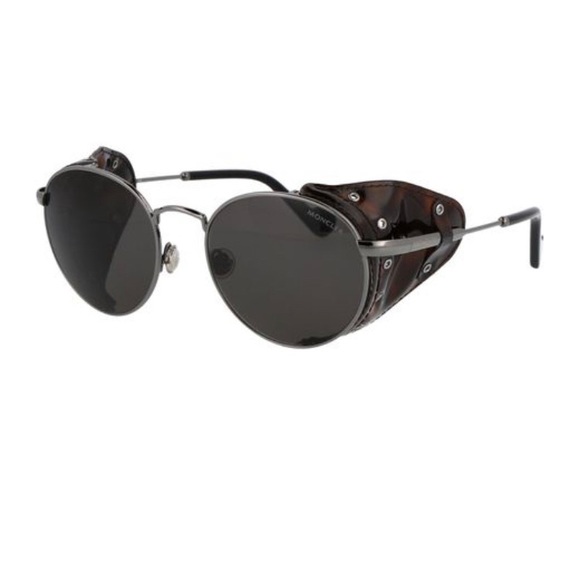 Moncler ML0182 Blazon Gunmetal Round Metal Frame Sunglasses Italy Polarized - Picture 4 of 15